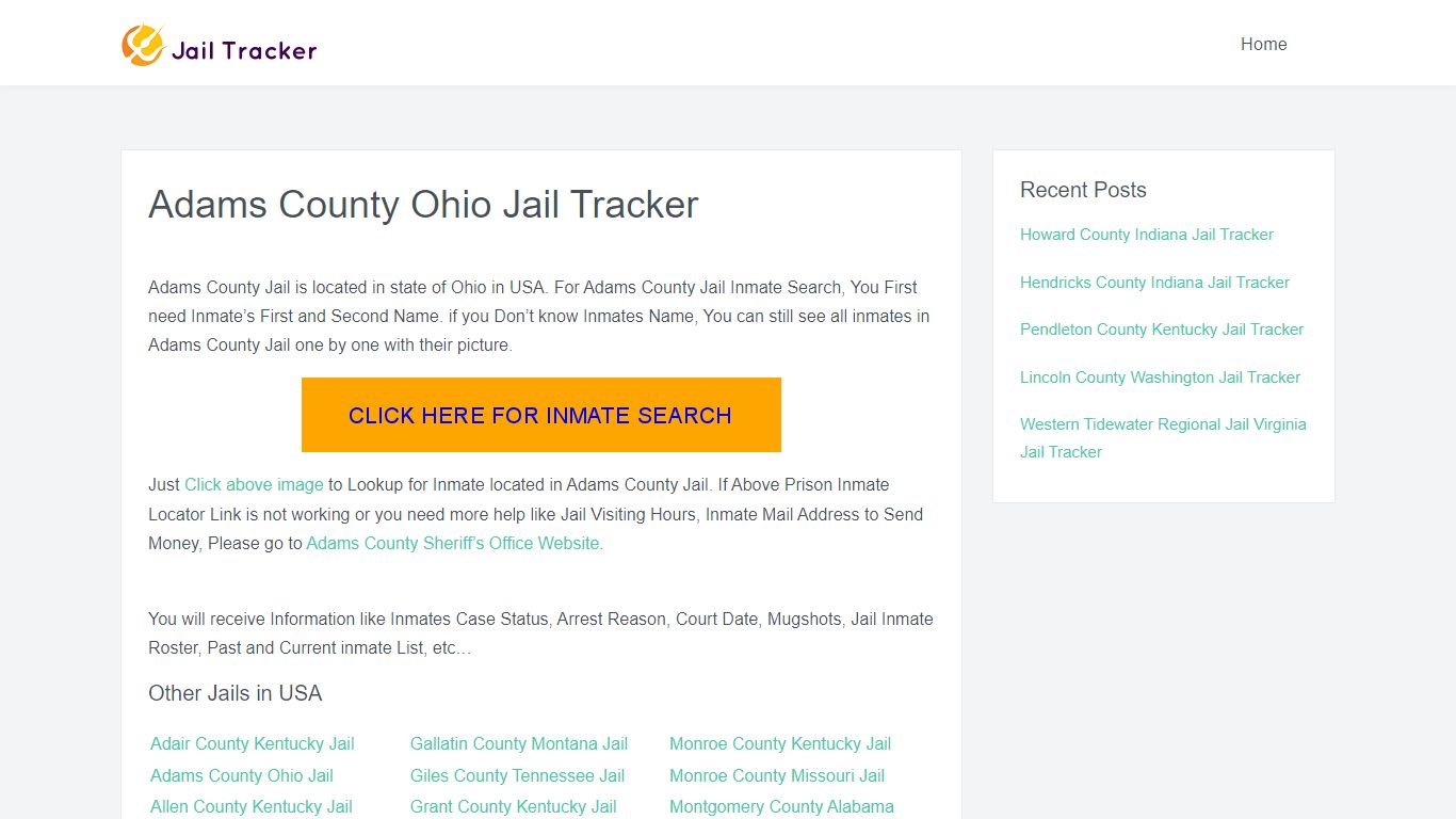 Adams County Ohio Jail Tracker - Inmate Search Online
